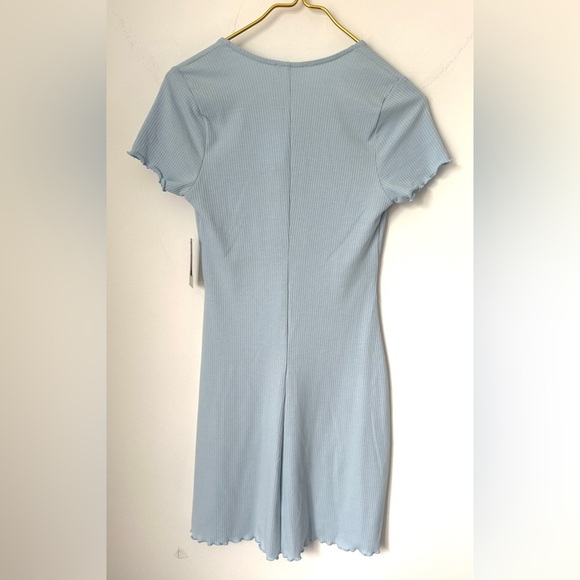 NWT BP Nordstrom Blue Tie Front Lettuce Edge Fitted Mini Dress Women’s Medium - Picture 3 of 10